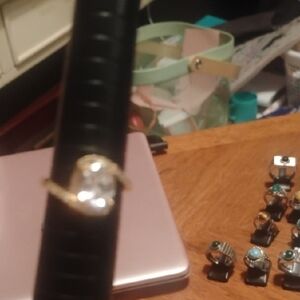 Elegant Gold Ring with Clear Gemstone Size 6 1/2